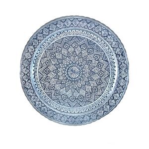 Middle Eastern Engraved Patina Copper Tray 19” Diameter